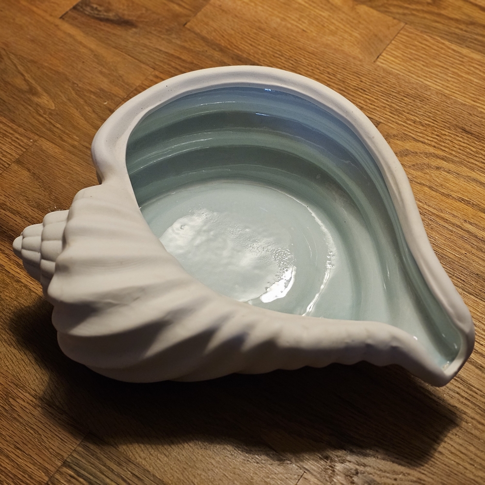 White and Blue Seashell Bowl